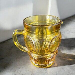 Vintage Wheaton Glass Bullseye Amber Glass Creamer Pitcher Jug Glassware Decor